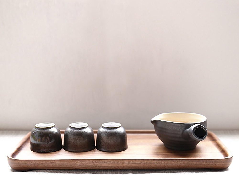 Rustic Walnut Wooden Tray Solid Wood Serving Tray Square Rectangle Platter Tea Tray Coffee Table Tray (Rectangle Small (12x6x0.9 inch))