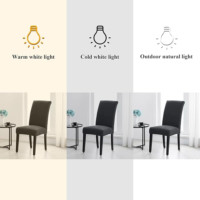 Joccun Chair Covers for Dining Room Set of 6,Dining Chair Slipcover Stretch Dining Room Chair Covers Seat Protector,Washable Parsons Chair Cover for Home,Banquet(Dark Gray,6 Pack)