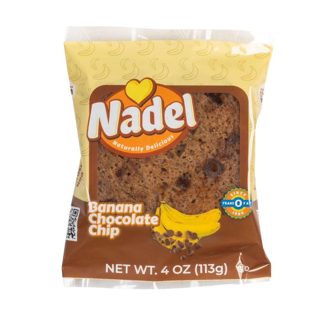 Nadel - NATURALLY DELICIOUS BANANA CHOCOLATE CHIP CAKE SLICES (12 Pack) Sweet Breads & Cakes, Back to School lunch snack, breakfast bar