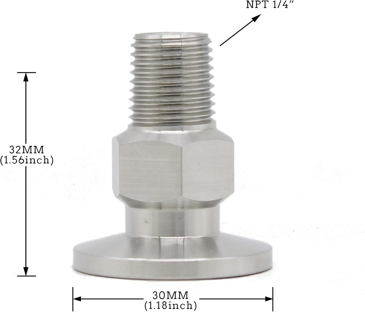 SS304 KF16 NPT Male Adaptor thread 1/4" NW16 KF Male coupling ISO-KF16 X NPT 1/4"