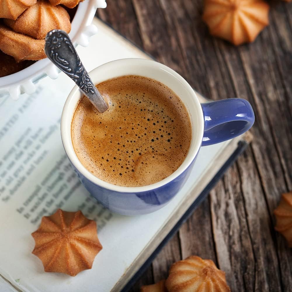 homEdge Mini Procelain Espresso Cup, 4 Ounces / 120 ml Tiny Ceramic Coffee Mugs Demitasse for Espresso, Tea- Set of 6, Navy