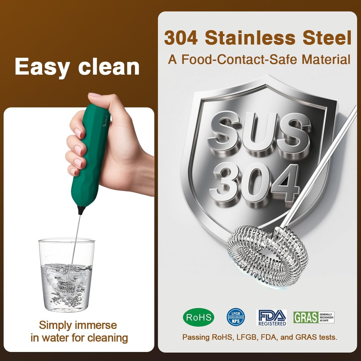 SUPRUS Ultra Fast Handheld Milk Frother Double Whisk with Stand 2 Batteries Stainless Steel for Lattes Cappuccino Matcha Hot Chocolate Coffee Bar Accessories Kitchen Gadgets Gift