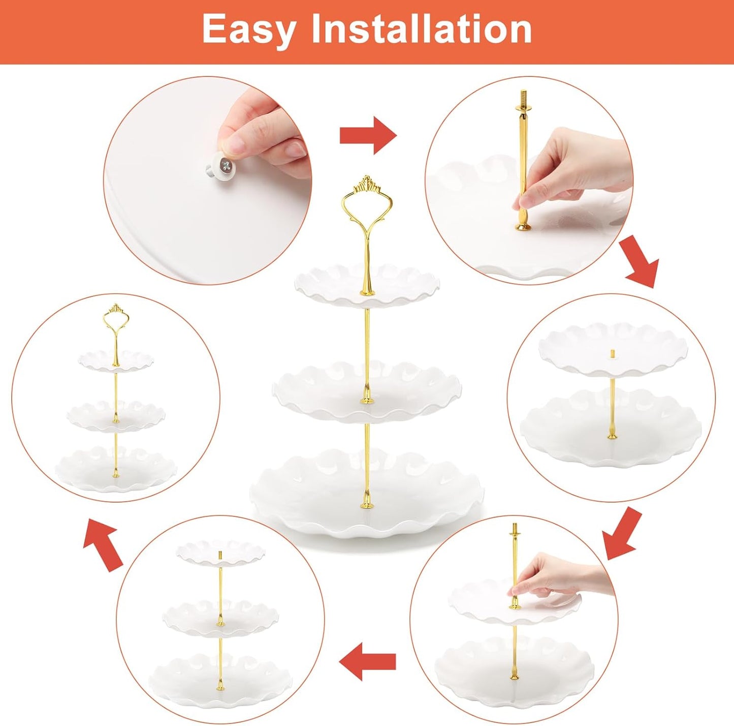 Coitak Plastic Cupcake Stands, 3 Tier Cupcake Stand, Dessert Tower Tray for Tea Party, Baby Shower and Wedding (2 Pack)