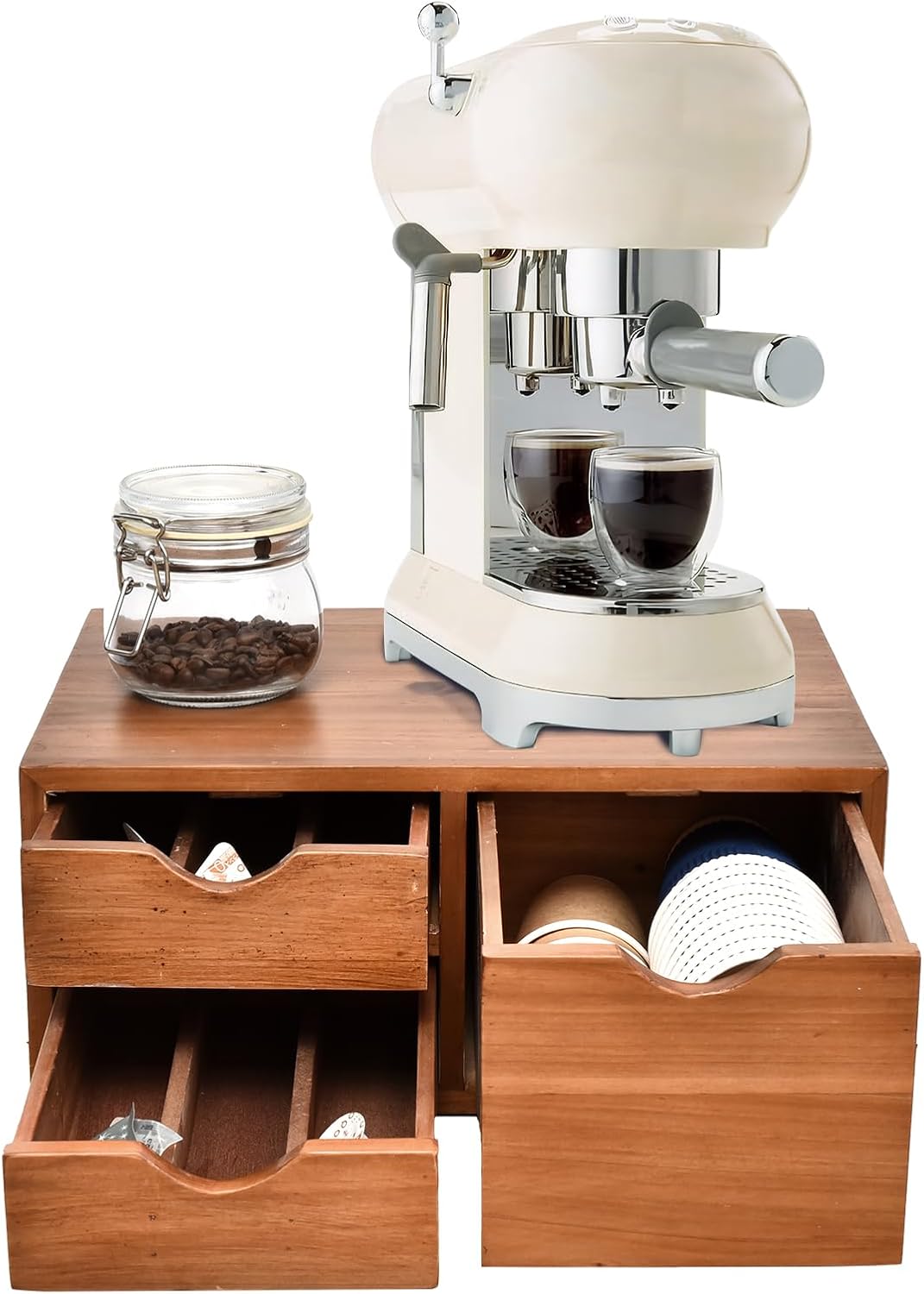 SwallowLiving Versatile Wooden Storage Drawer for Coffee Capsules - Multi-Functional Kitchen and Desk Organizer - Ideal for K-Cup Coffee Pods and Counter Organization