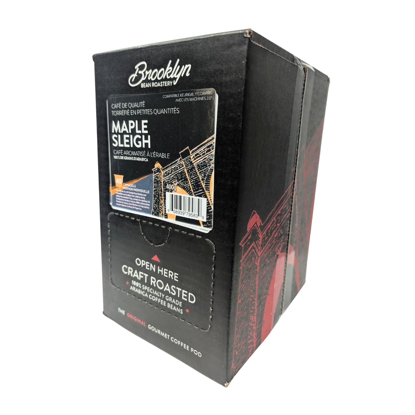 Brooklyn Beans Maple Sleigh Gourmet Coffee Pods - Compatible with Keurig 2.0 K Cup Brewers, 40 Count, Maple Flavored