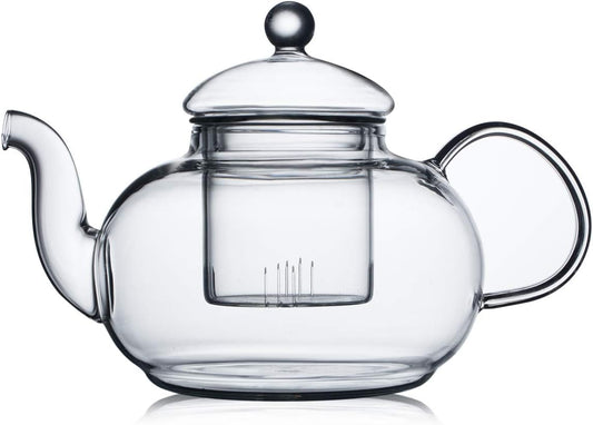 CnGlass 40.6oz/1200ml Glass Teapot with Removable Infuser,Stovetop Safe Tea Kettle,Blooming & Loose Leaf Tea Pot