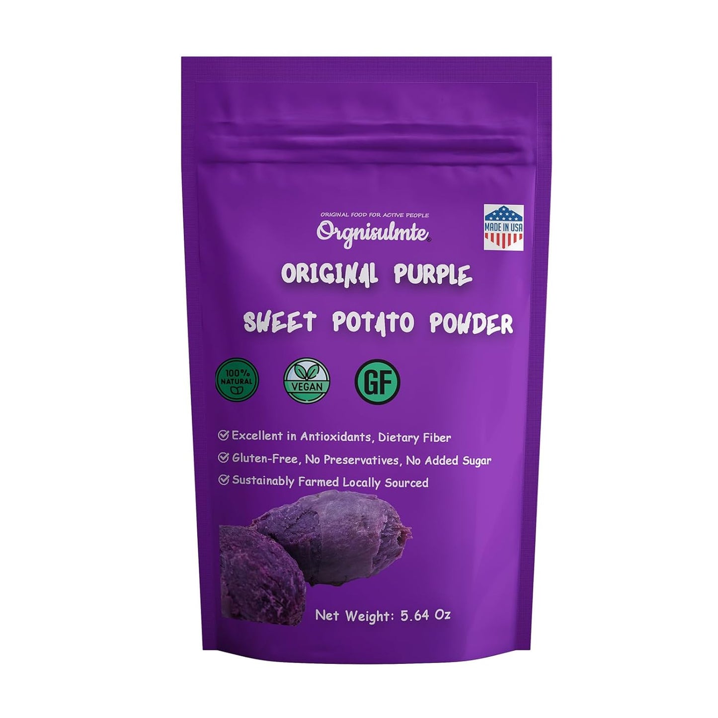 Orgnisulmte Original Purple Sweet Potato Powder 100% Pure Natural Premium Purple Yam Powder for Food Coloring No GMO Vegan Friendly 5.64Oz(160g)