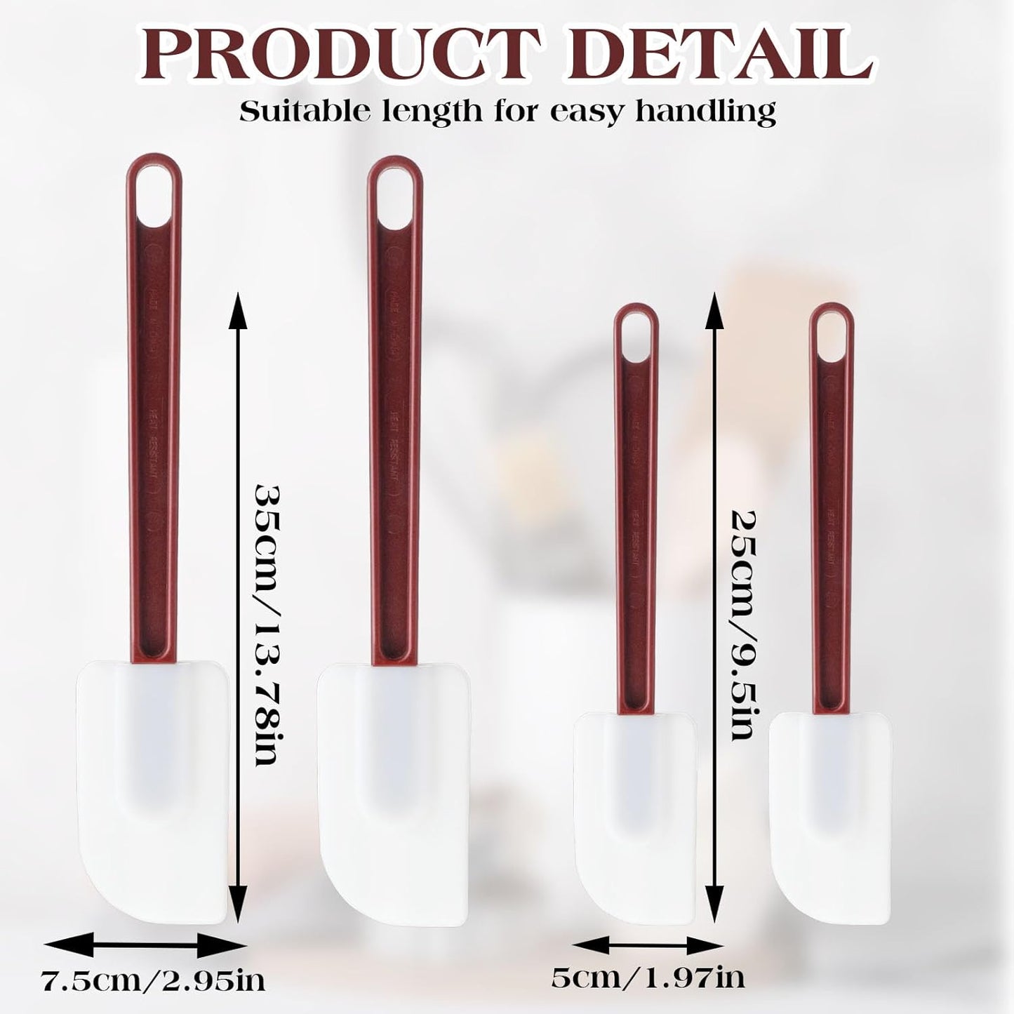 Set of 4 Silicone Spatula Rubber Spatulas Heat Resistant Silicone Spatulas High Temp Commercial Silicone Spatula for Kitchen Cooking Mixing Frying Spreading Baking, Dishwasher Safe