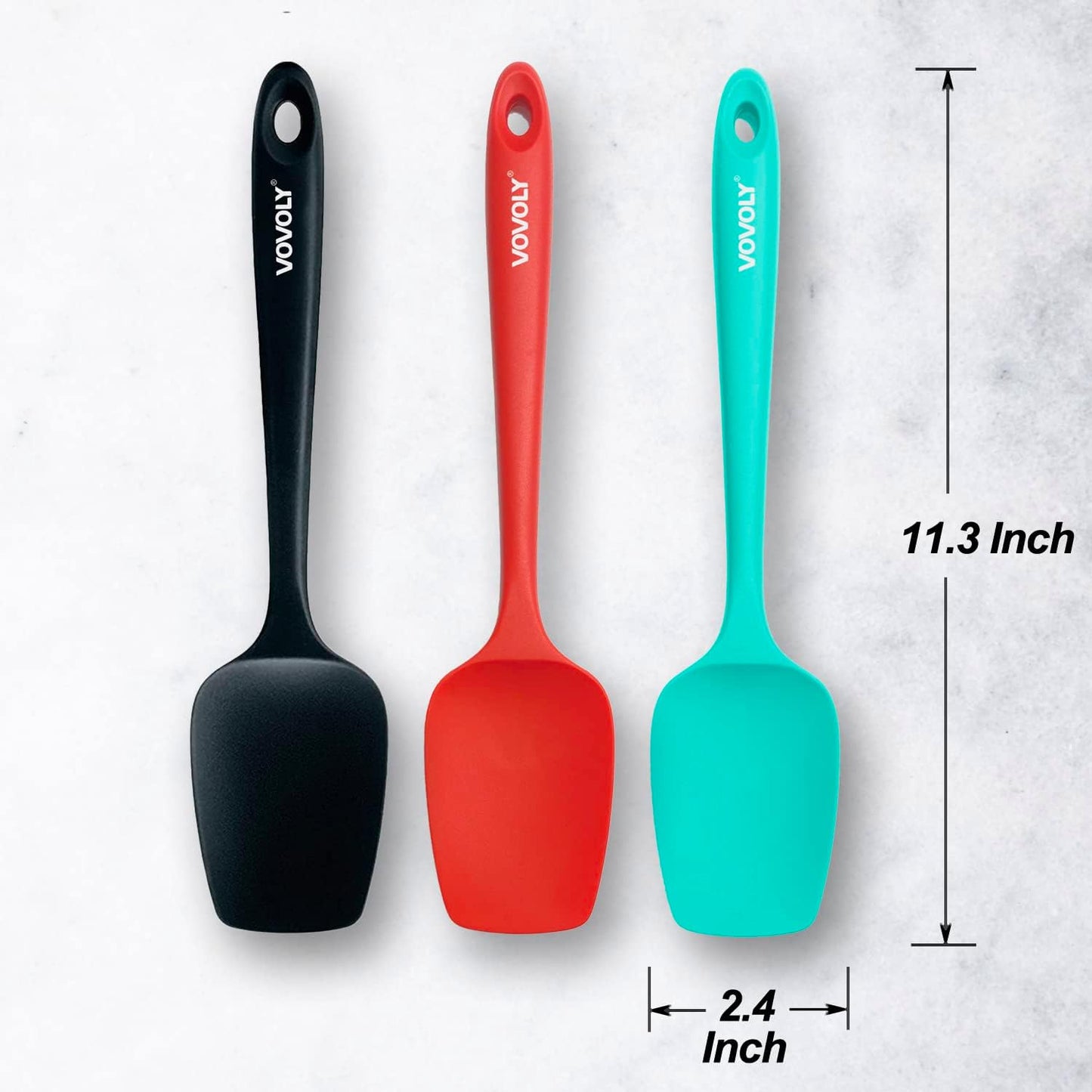 Silicone Spatula Set, Heat Resistant Rubber Spoon Spatula with Seamless One Piece Design, Non-Stick Spoonula, Flexible Scrapers Baking Mixing Tool,3 Pack, Multi-color