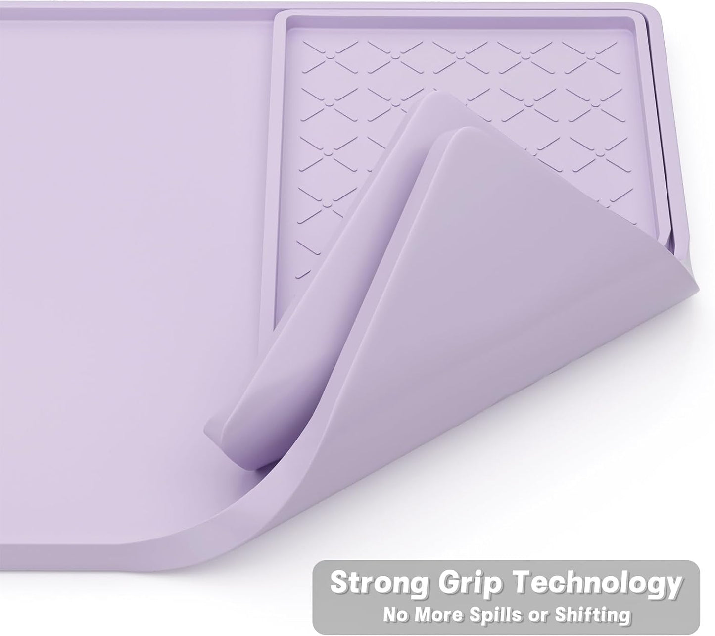 Rnivvi Silicone Coffee Mat, 16" x 24" Waterproof Raised Edge Coffee Bar Mats for Espresso Machine Station Accessories, Heat Resistant Detachable Dish Drying Pad for Kitchen Counter, Dish Rack, Purple