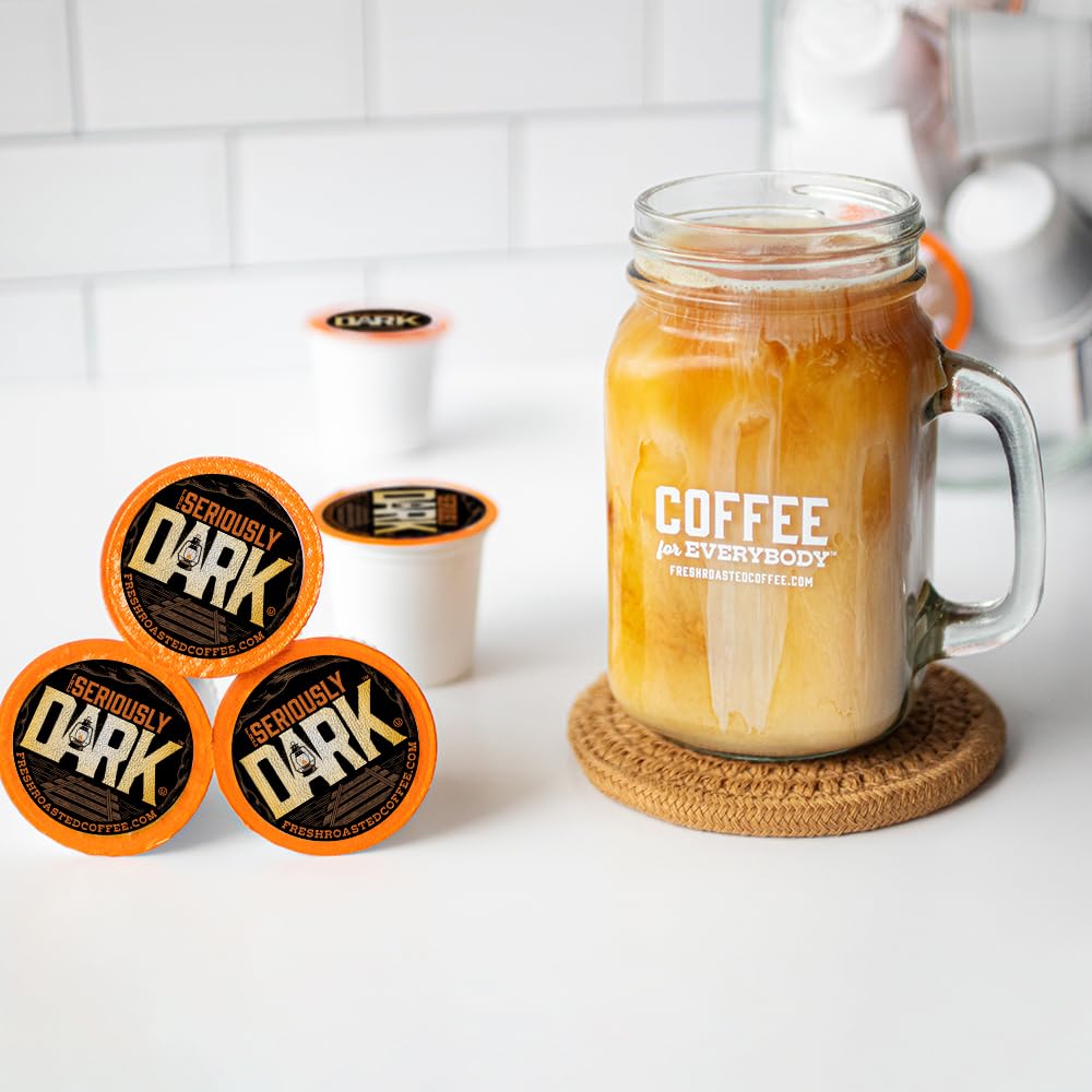 Fresh Roasted Coffee, Seriously Dark Artisan Blend, Dark Roast, 96 Pods for K Cup Brewers