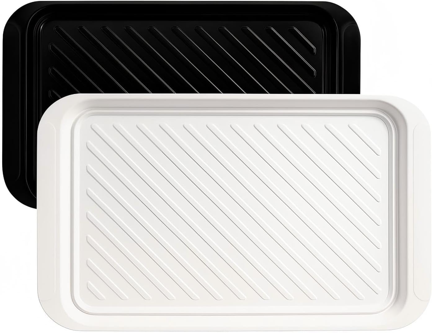 TP Grilling Prep and Serve Trays, 17" BBQ Tray for Meat Marinating and Food Plating, Melamine Serving Platters Set of 2 Grilling Accessories, Black and White