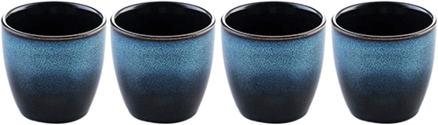 Ceramic Tea Cup, Kung Fu Tea set, Coffee Cup, Yerba Mate Set 4-piece companion cup set(Blue)