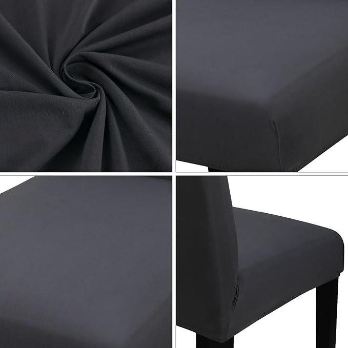 JQinHome 6 Pcs Dining Chair Slipcover,High Stretch Removable Washable Chair Seat Protector Cover for Home Party Hotel Wedding Ceremony (Grey)