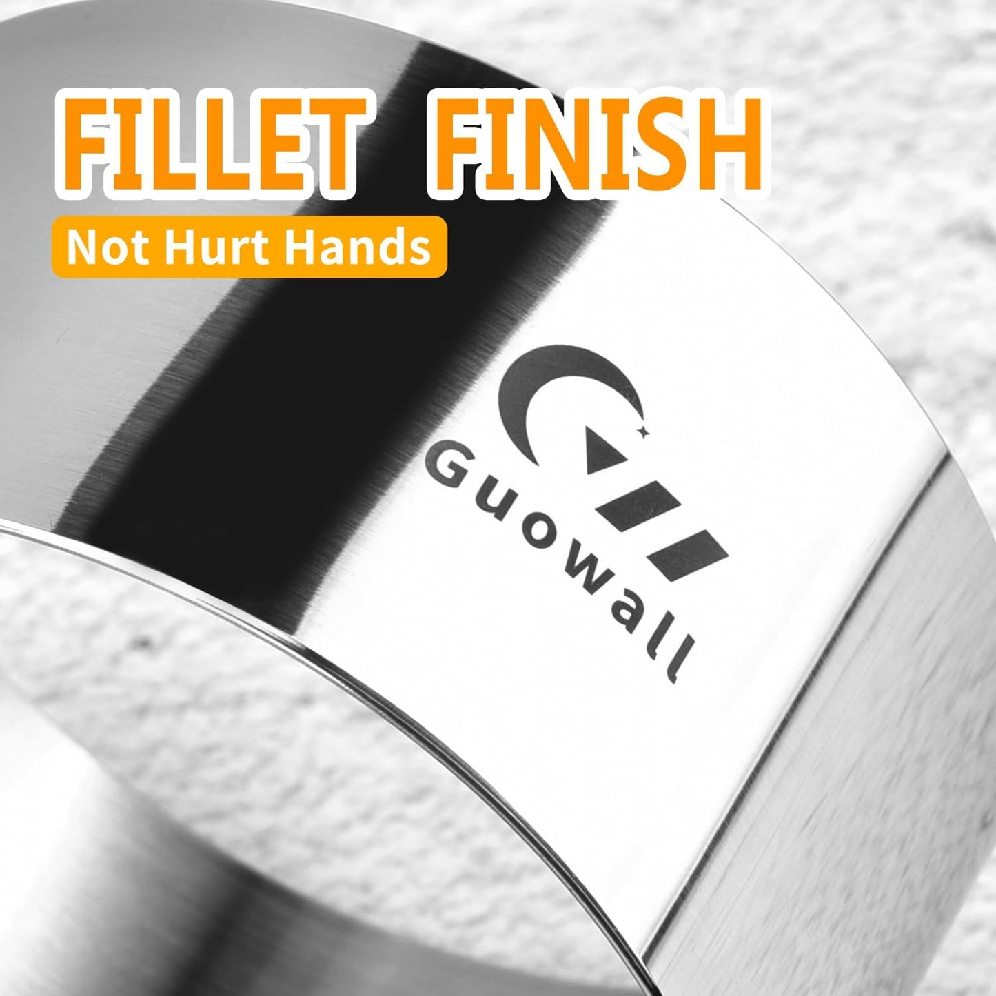 Guowall 4 pack Seamless Mousse Cake Ring set Stainless Steel 4 inch Round Food Mold Dessert Cutter for Baking (Includes 1 Lifter, 1 Pusher and 4 Rings)