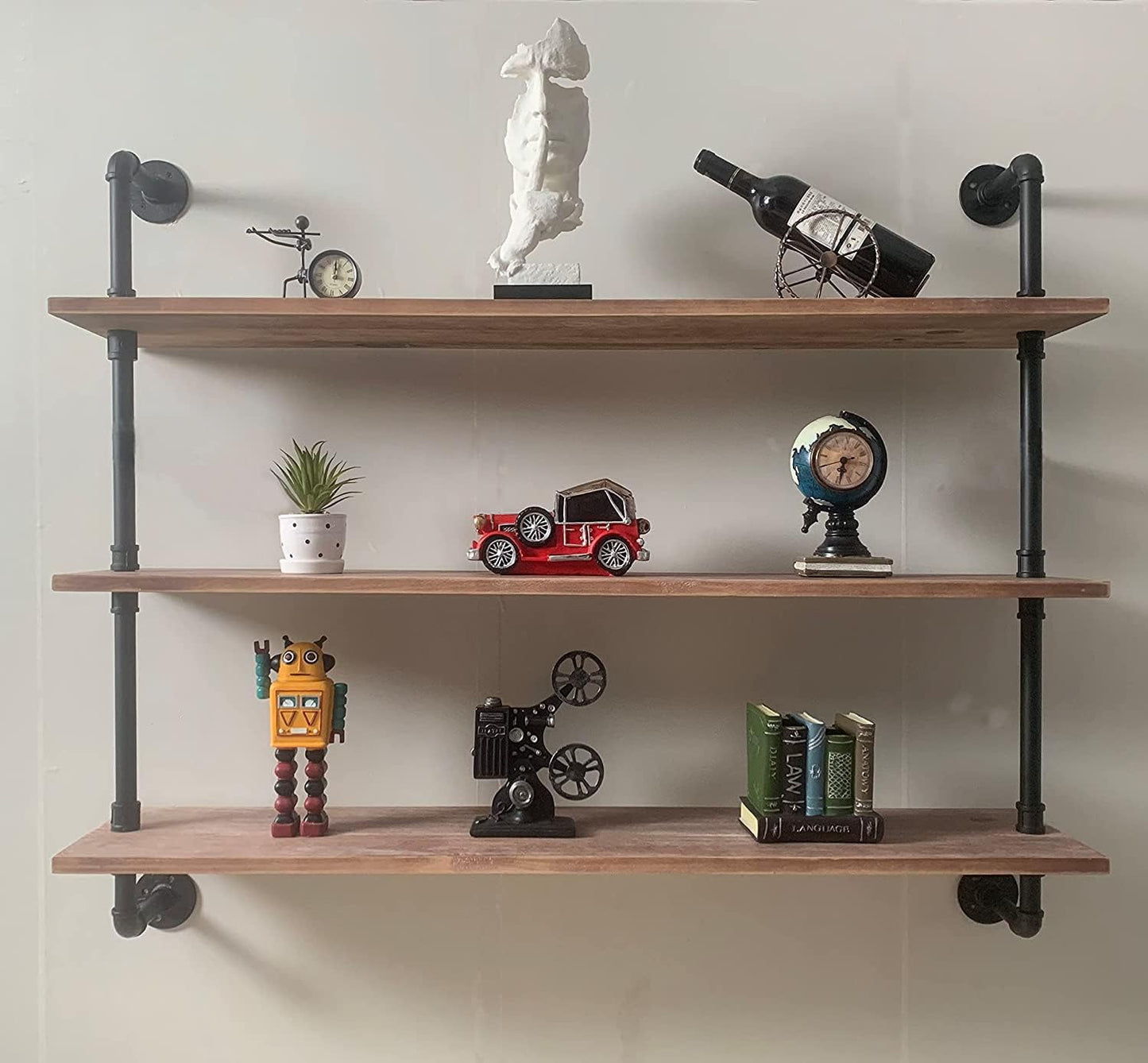 Pipe Shelves Industrial Pipe Shelving Shelves Real Wood Industrial Floating Pipe Shelves with Wood Planks 36 inch Wall Shelves Rustic Hanging Bookshelf Farmhouse Kitchen Bar Shelving