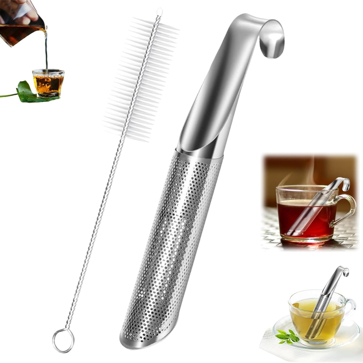 Tea Diffusers For Loose Tea，Stainless Steel Tea Infuser，Tea Steeper For Loose Tea，Tea Infuser For Loose Leaf Tea Office, Home, Travel Are All Good Choices(1*tea strainer,1*Cleaning brush)
