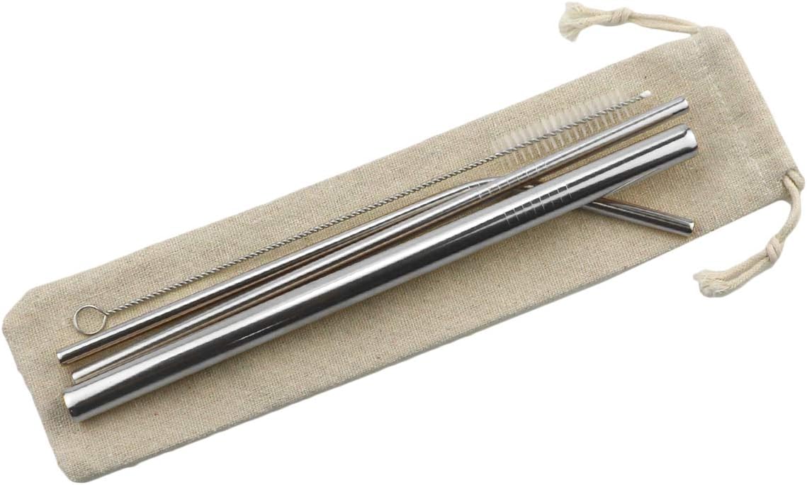 Gugrida Metal Straws Stainless Steel Straws 8.5" Drinking Straws Reusable 3 Set - Ultra Long Muti Color-Cleaning Brush for 20/30 Oz for Trail Tumblers Yeti RTIC SIC Ozark (2 Straight|1 Bent|1 Brush）