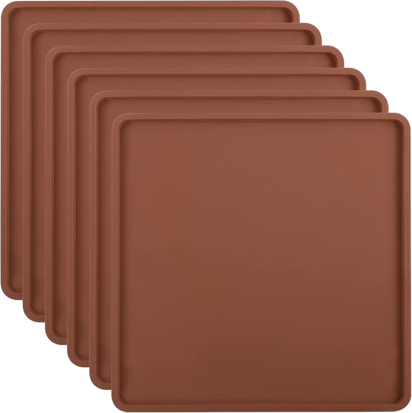 Aulock 6 Pcs Silicone Food Dehydrator Sheets with Edge, Compatible with Cosori/Excalibur/Magic Mill 14" x 14" Trays, Square Non-stick Tray Liner, High Temperature Resistance Reusable Dryer Mats