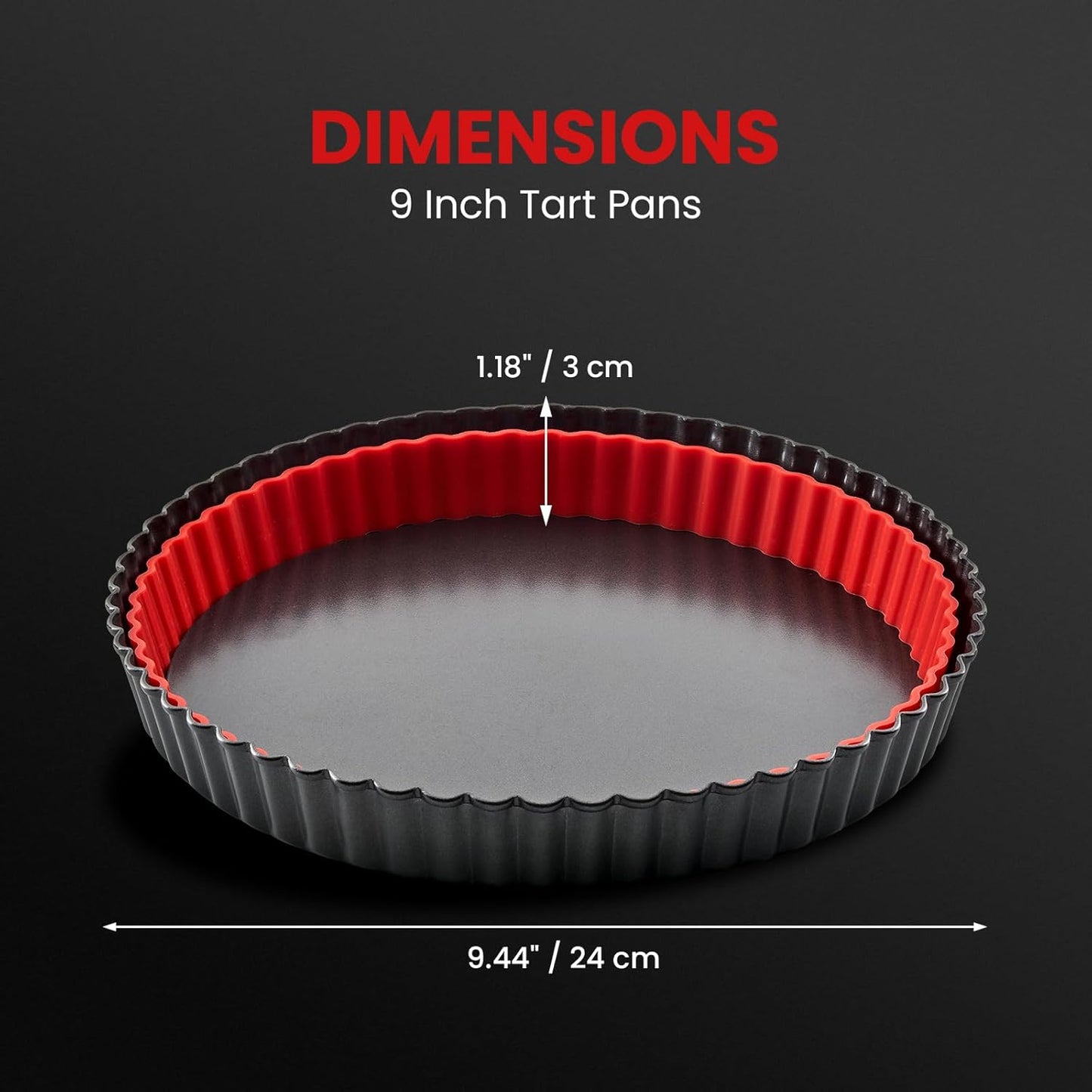 Tart Pan with Removable Bottom,9 Inch Tart and Quiche Pan,Non-stick Round Carbon Steel Deep Fluted Pie Pan with Crust Shaper Ring - Quiche Baking Dish Tart Pans For Baking Party Festival