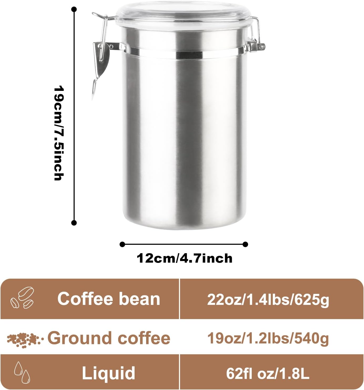 Stainless Steel Food Container with Clear Lids Airtight Storage Container Stackable Small Canisters Kitchen Pantry Storage for Cereal, Snacks, Candy, Herbs, Spices, Sugar, Tea (Silver)