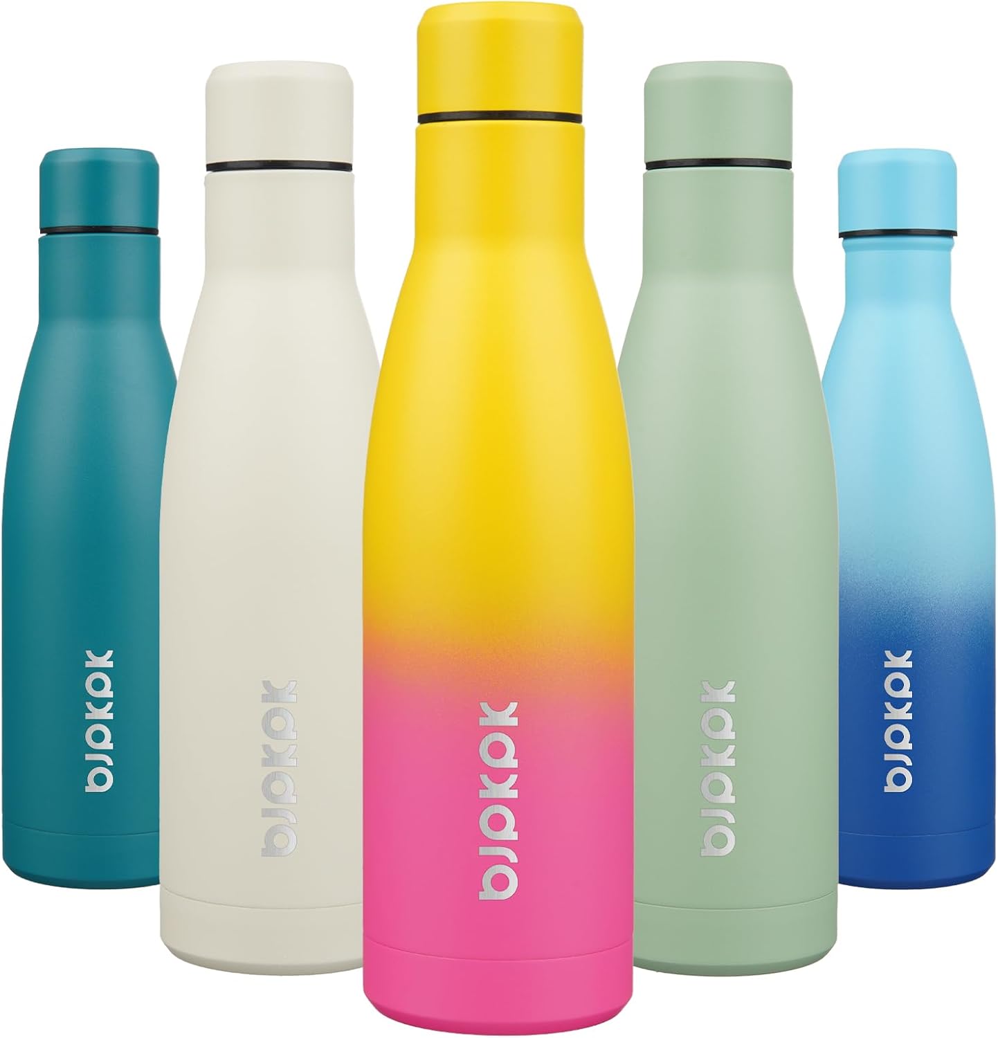 BJPKPK 17oz Insulated Water Bottles Stainless Steel Sports Water Bottles Keep Cold and Hot for Travel Dishwasher Safe,Rainbow