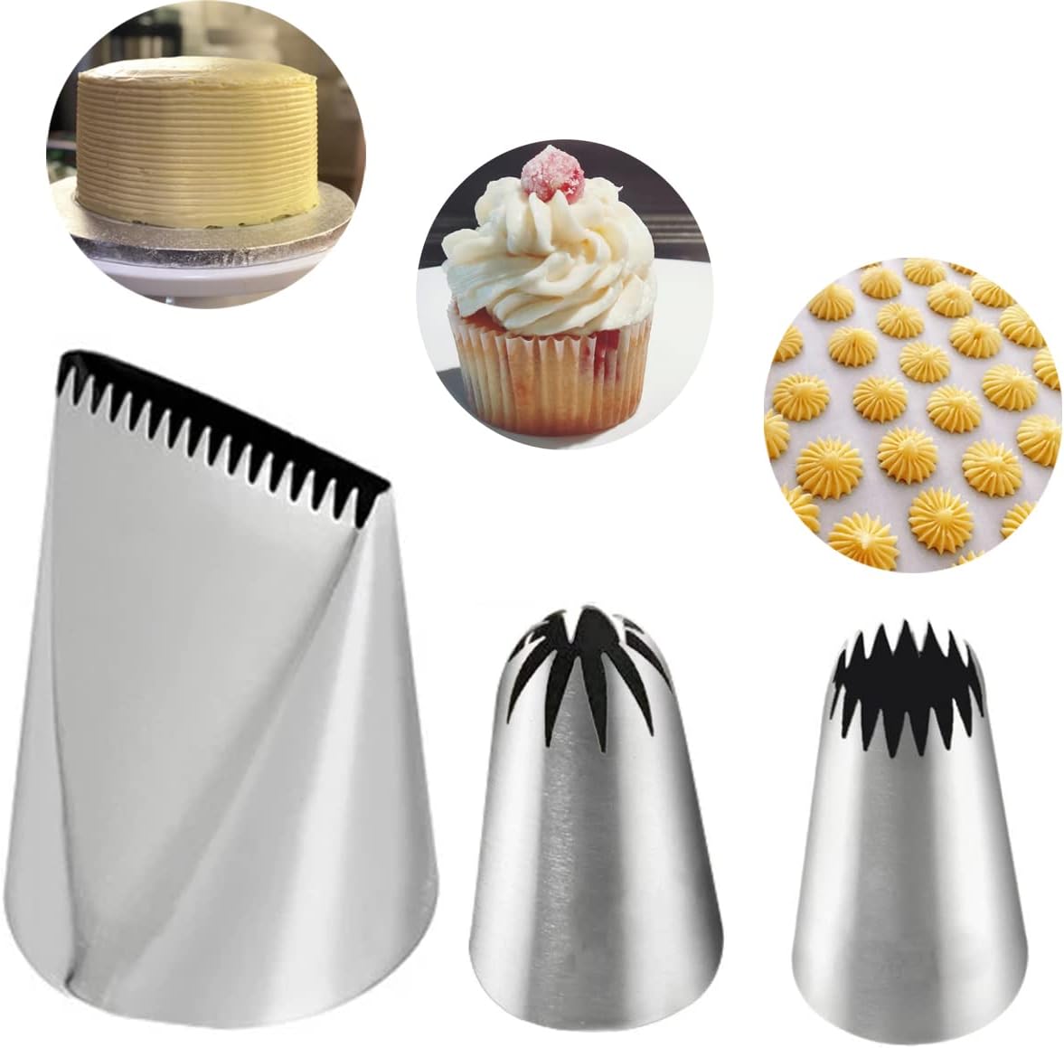 Large Piping Tips for Cake Decorating,Extra Large Icing Tips with Cake Icer Tip,Churro Piping Tip & Closed Star Pastry Tip,Seamless