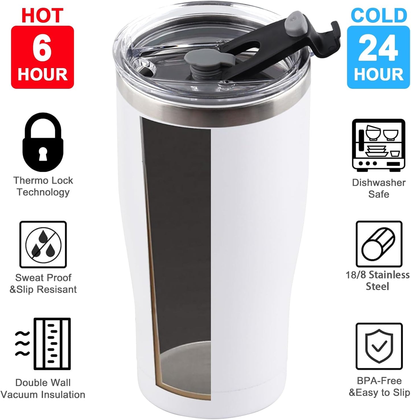 12 Pack 20oz Stainless Steel Tumblers Bulk Reusable Travel Mugs with Lid, Double Wall Powder Coated Coffe Cup for Home, Office, Outdoor Suitable for Vehicle Cup Holders