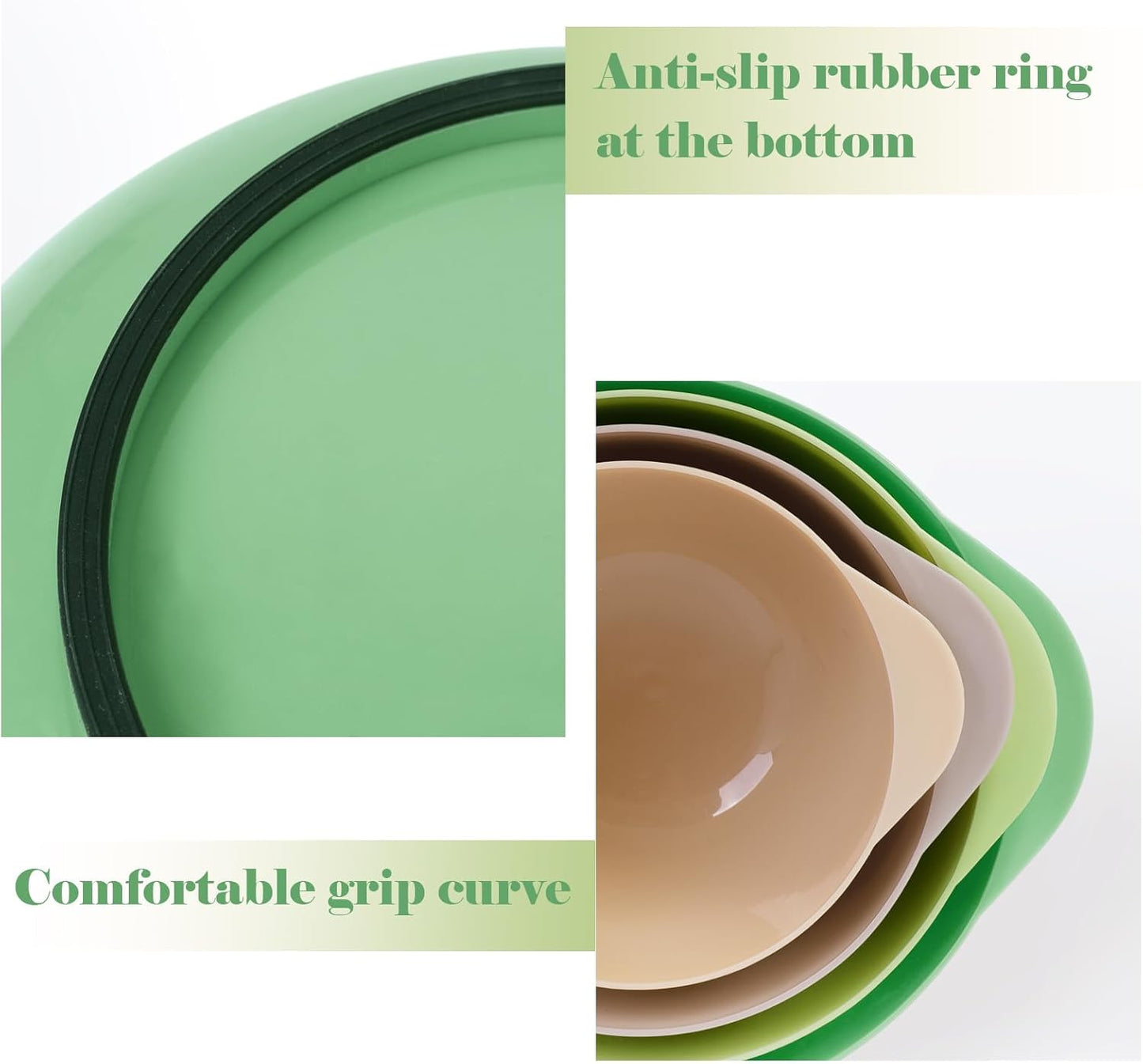 BoxedHome Classic Mixing Bowl Set, BPA Free Plastic, Microwave and Dishwasher Safe, 4.5 quarts (Sage)