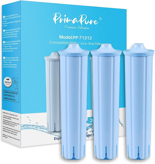 3-Pack PrimaPure Coffee Machine Water Filter Replacement for Jura Clearyl Blue 71445, 67879, ENA3, ENA5, J6, J9, J95 Certified To NSF/ANSI 42 by IAPMO R&T