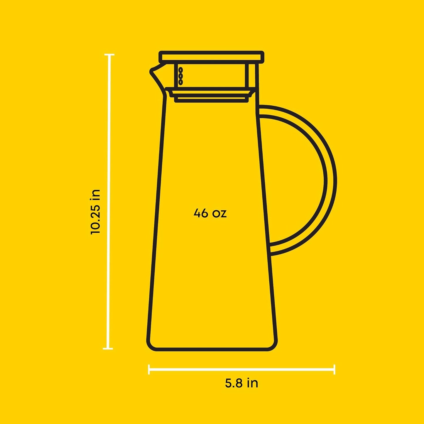 JoyJolt Glass Pitcher with Lid - 50oz Borosilicate Water Carafe, Jug with Stainless Steel Lid for Iced Tea, Lemonade, Juice, Mixed Drinks