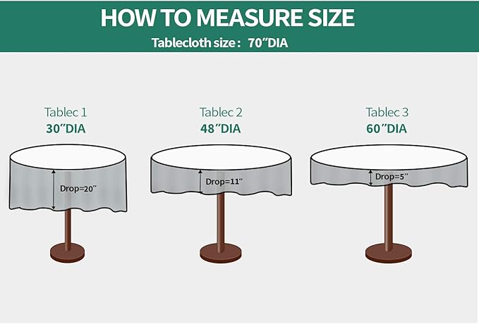 Surmente Black Tablecloth for Round Tables, 70-inch Round Table Cloths for Weddings, Banquets, or Restaurants