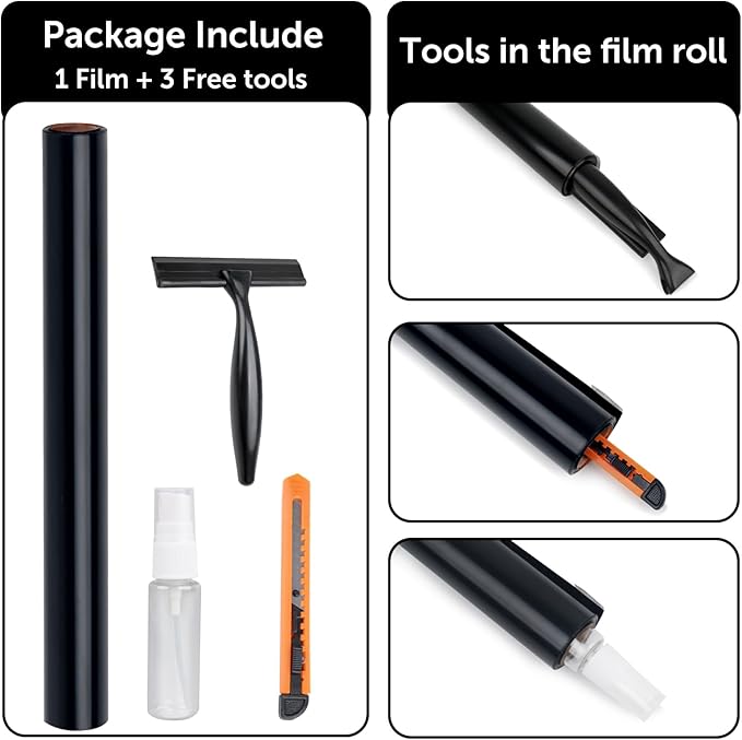 HIDBEA Mirror Blackout Window Film,100% Light Blocking Room Darkening Window Privacy Film,Mirror Glass Window Film Heat Control,Removable Window Cover Tint for Day Sleep(Mirror Black,23.6in x 6.5ft)