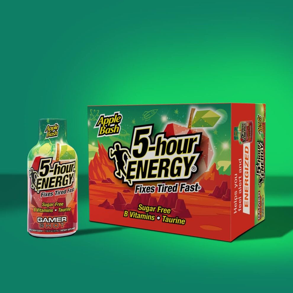 5-hour ENERGY Extra Strength Gamer Shots, Apple Bash Flavor, 1.93 Fl oz (Pack of 24)