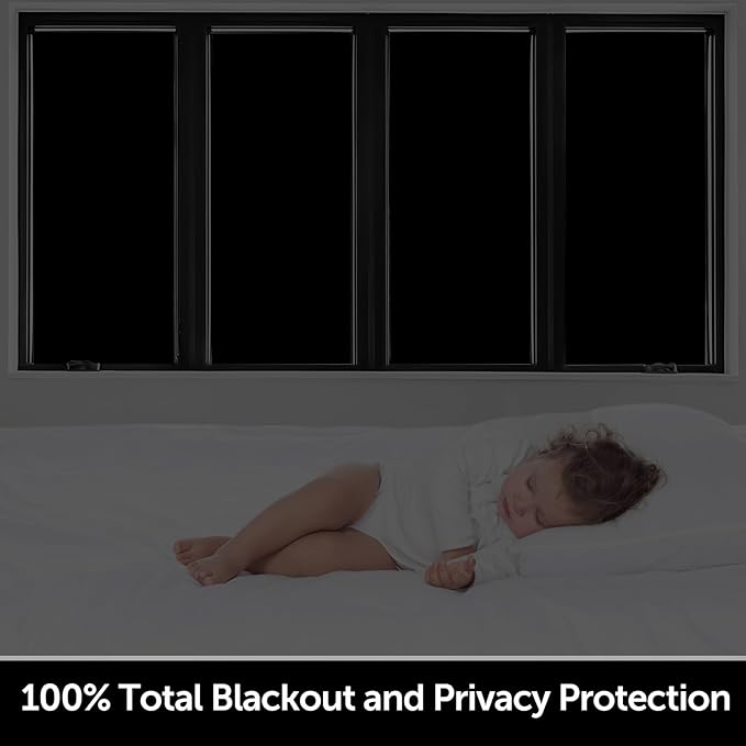 HIDBEA Mirror Blackout Window Film,100% Light Blocking Room Darkening Window Privacy Film,Mirror Glass Window Film Heat Control,Removable Window Cover Tint for Day Sleep(Mirror Black,17.3in x 13.1ft)