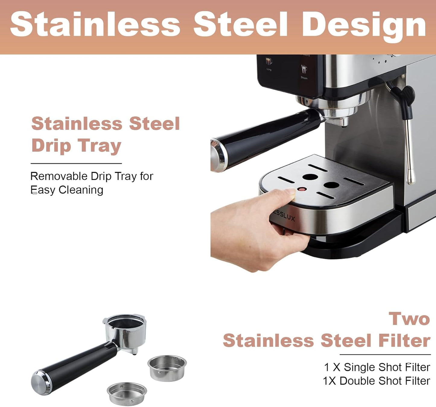 20Bar Espresso Machine with Dual Boiler, LCD Touch Control & Milk Frother| Compact Home Coffee Maker for Café Style Cappuccino & Latte