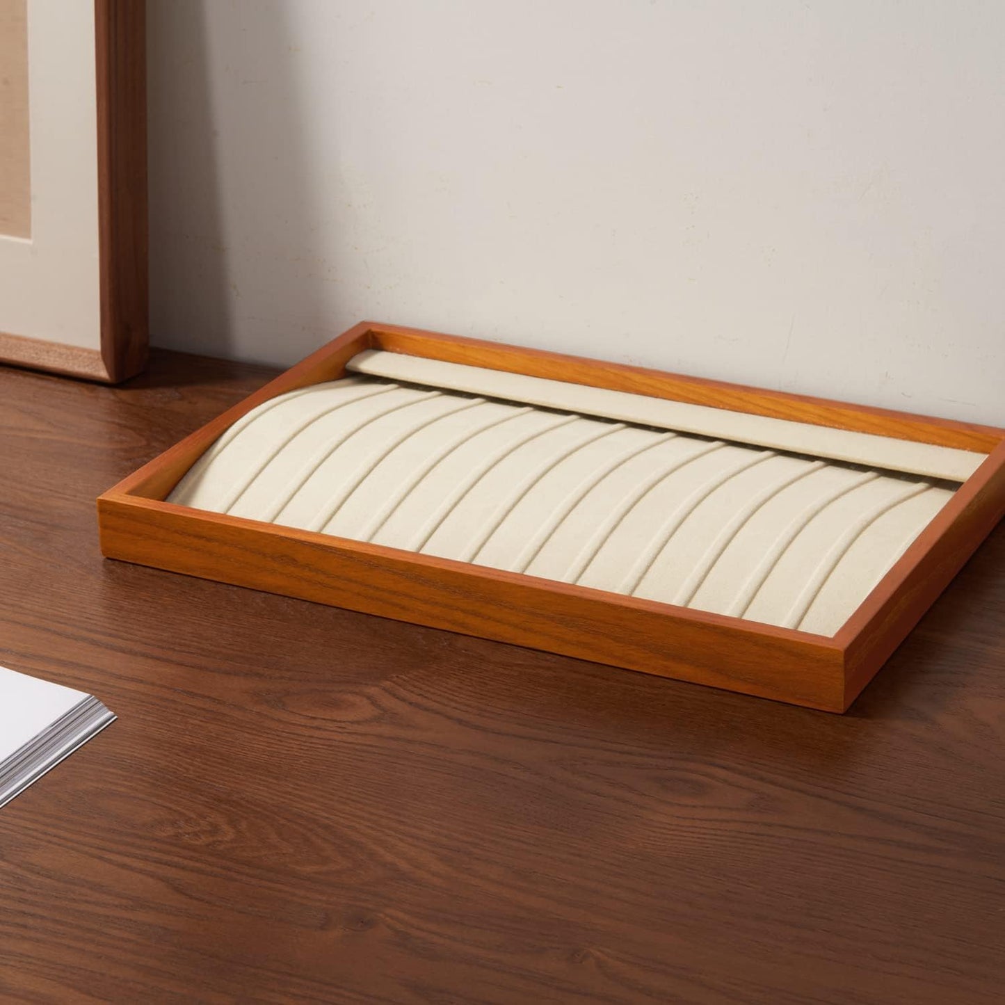 Oirlv Wood 13 Grids Necklace/Bracelet/Pendant Display Tray Jewelry Drawer Organizer Stackable Jewelry Trays (Creamy-white)