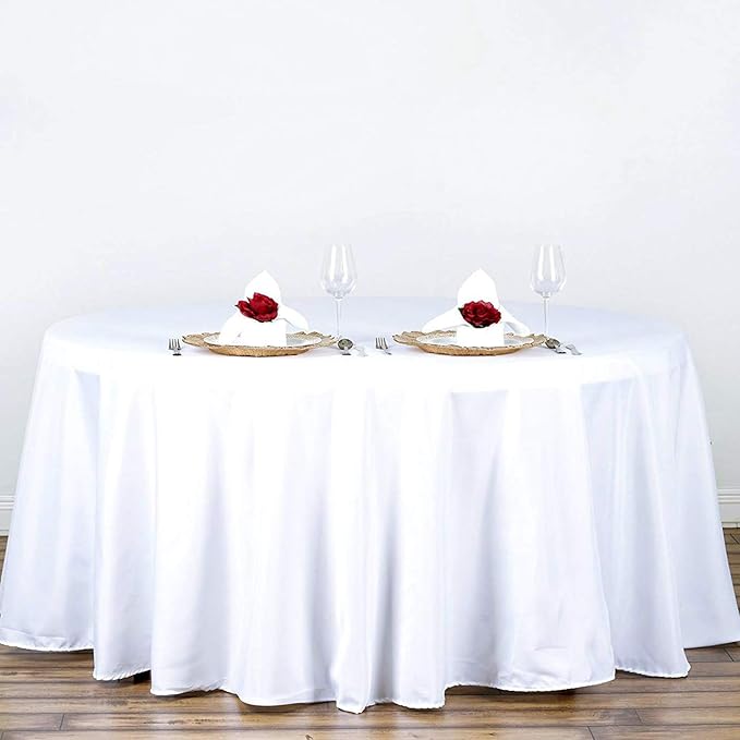 Surmente White Tablecloth for Round Tables, 70-inch Round Table Cloths for Weddings, Banquets, or Restaurants