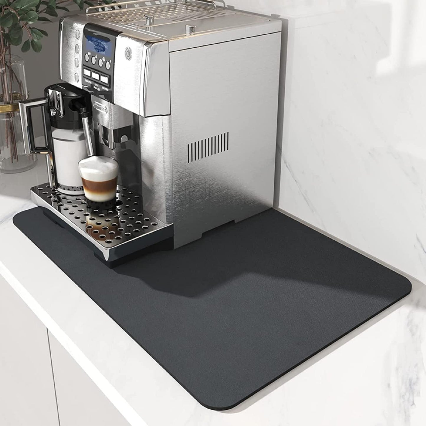 Coffee Mat 15.7*19.7 Inch, 50*40cm Dish Drying Mat for Kitchen Counter Bar, Stain Hiding Rubber Backed Absorbent Bar Mat Pad, Dark Grey (3)