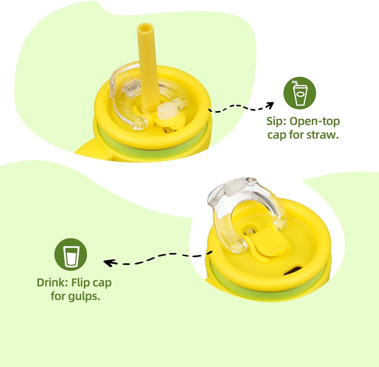 14 oz Tumbler with Side Handle, Insulated Water Bottle with Straw and 2 in 1 Lid, Stainless Steel Cup Travel Coffee Mug for Sports Office Gym,Lime