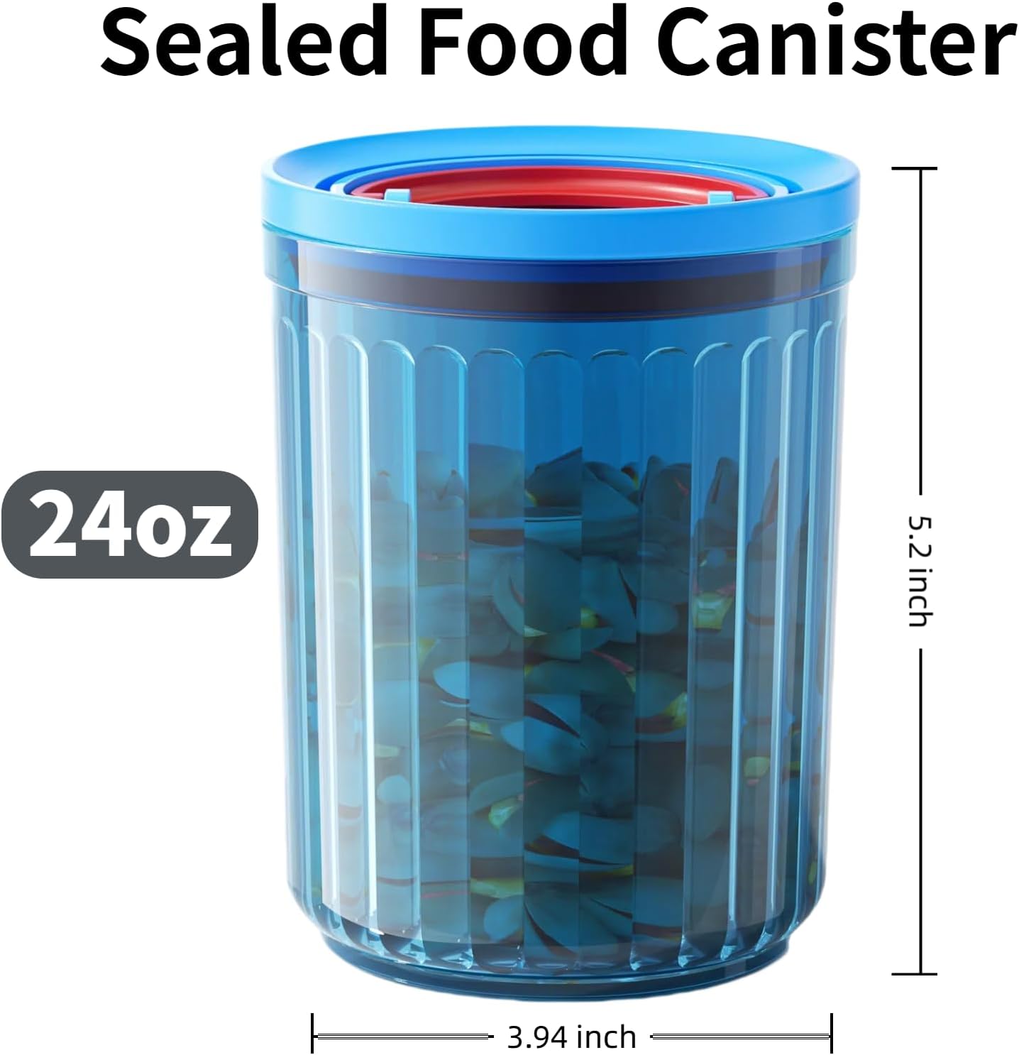 Plastic Small Airtight Food Storage Container with Lids BPA Free Sugar Tea Ground Coffee Canisters for Beans Nut Spice Snack Stackable Dishwasher Safe Patented Pull Snap Lock Sealed Design 24oz