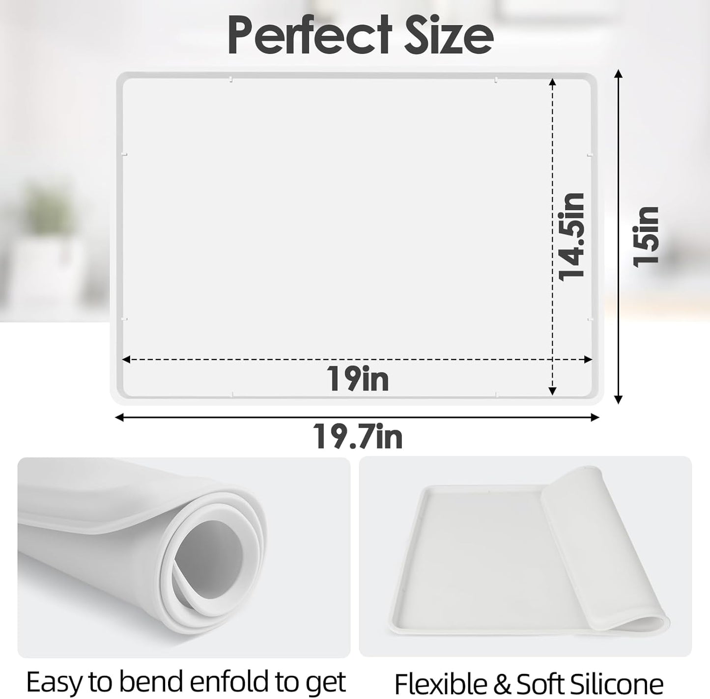 TOHONFOO Silicone Coffee Maker Mat with Lip, 19.7'' x 15'' Heavy Duty Coffee Maker Mat for Countertops, Coffee Tray Fit Under Coffee Machine Appliance Automatic Machines Espresso Accessory, White