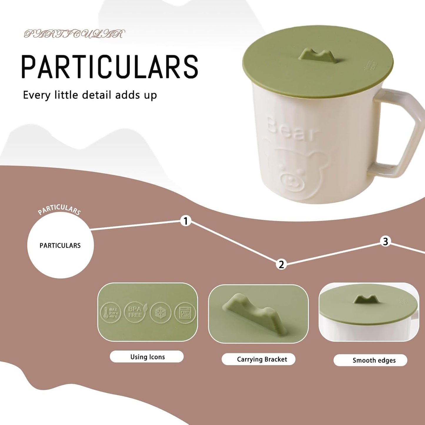 Silicone Cup Lids Silicone Cup Covers 6color Design, Food Grade Anti-dust Airtight Seal Lids for Mugs, Tea Cups, Coffee Cup 6pcs (Br+Ye+Wh)