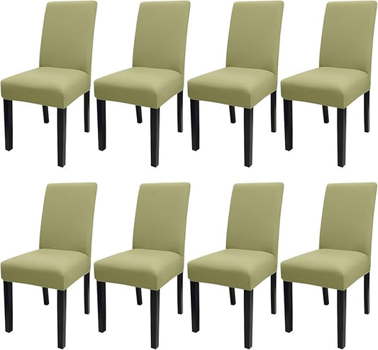 JQinHome Sage Green Chair Covers for Dining Room Set of 8, High Stretch Removable Washable Parsons Chair Slipcover for Home Party Hotel Wedding Ceremony (8PCS, Sage Green)