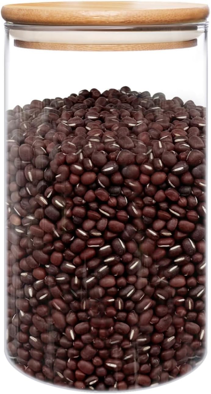 umieo 50oz (1400ml) Glass Jar with Lid Airtight Food Storage Container Bamboo Large Clear Canisters Hold Coffee Beans Candy Nuts Sugar