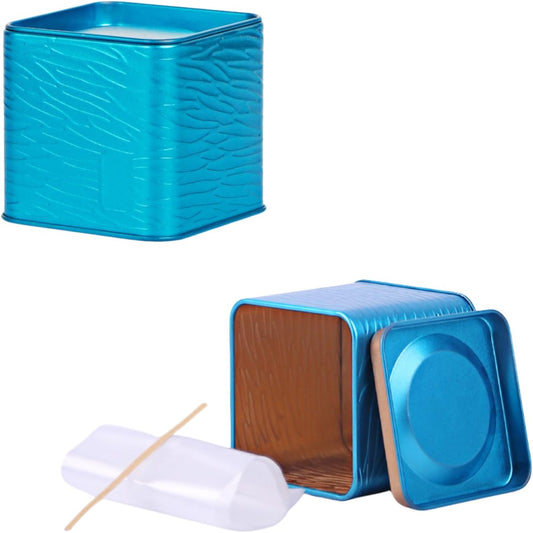 HAN SHENG 2 Pcs Decorative Square Tea Tin Tea Storage Containers Loose Tea Storage Coffee Tins Food Storage Container for Tea Coffee Herb Candy Chocolate Sugar Spices (Dark Blue)