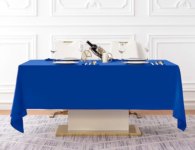 Surmente Blue Tablecloth 60 x 102-inch Rectangular Polyester Table Cloth for Weddings, Banquets, or Restaurants