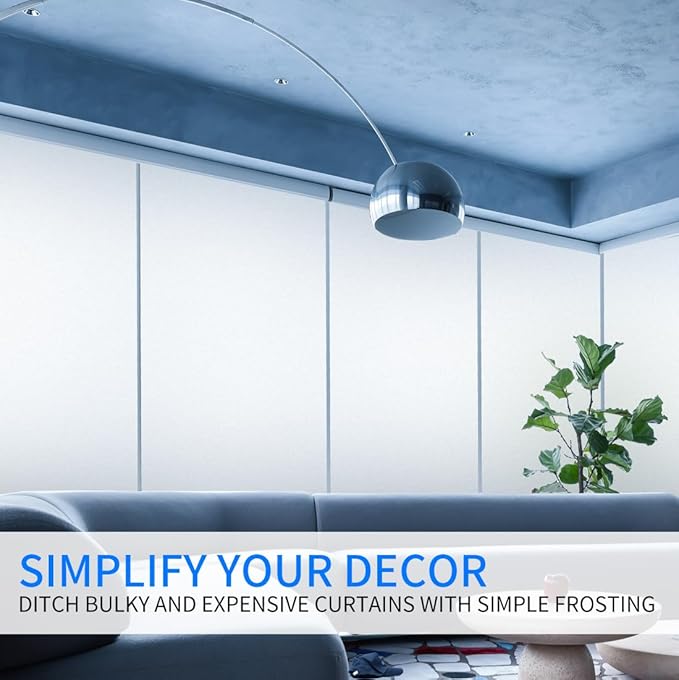 Window Privacy Film with Installation Tools, White Frosted, Static Cling, Anti UV, Heat Control, Ideal for Home Shower Office Glass Door (White Frosted, 23.6X78.7Inch)