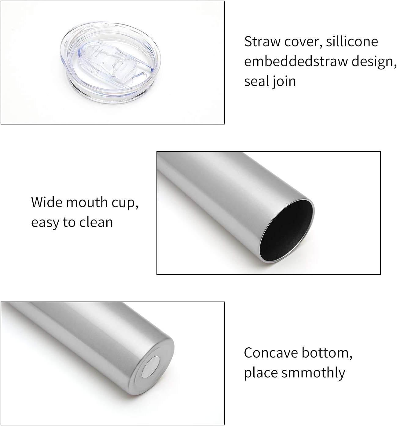 HASLE OUTFITTERS 20 oz Skinny Tumblers Bulk Set, Stainless Steel Insulated Slim Tumblers with Lids, Reusable Double Wall Travel Coffee Mugs, Durable Powder Coated Travel Water Cups (4)