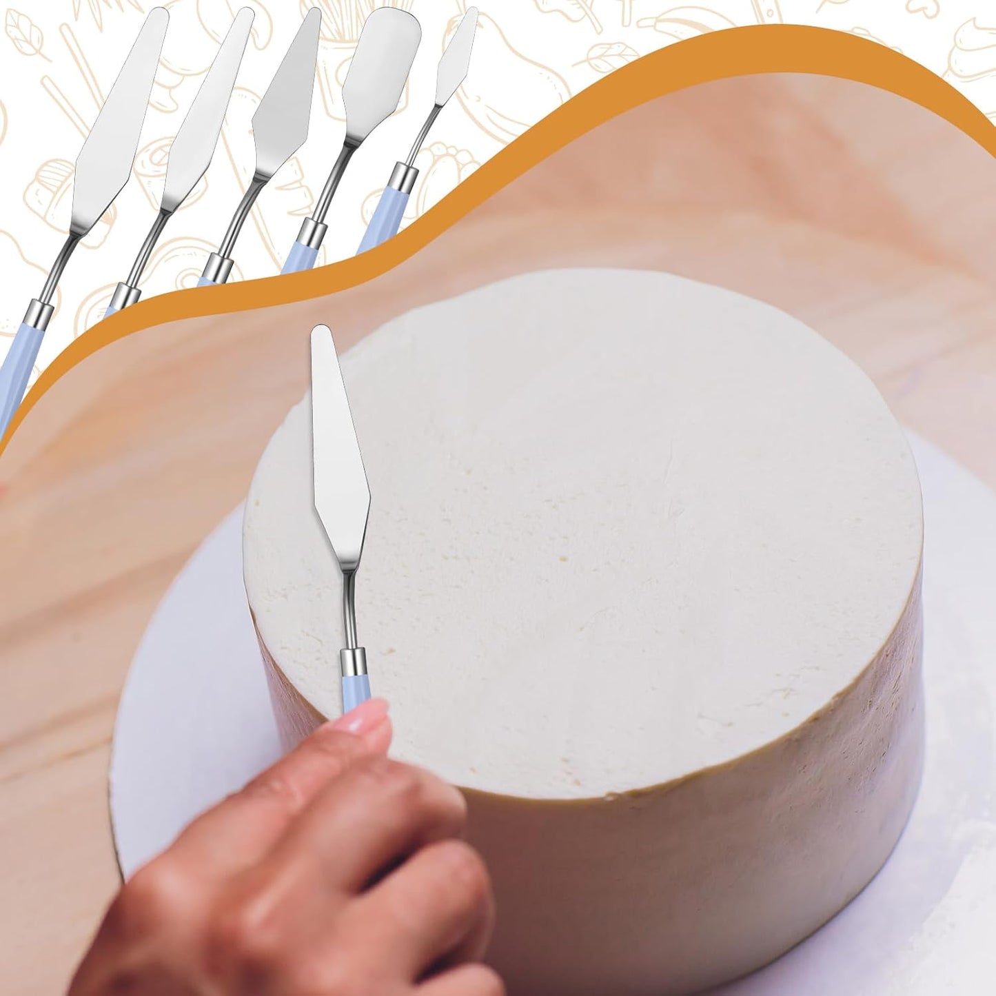 10 Pcs cake spatula set Decorating Kit Baking Supply Accessories Tools for Beginners and Pros Includes 2 Frosting Straight Angled Spatula 3 Icing Smoother Scrapers 5 Pieces Cream tools(Blue)